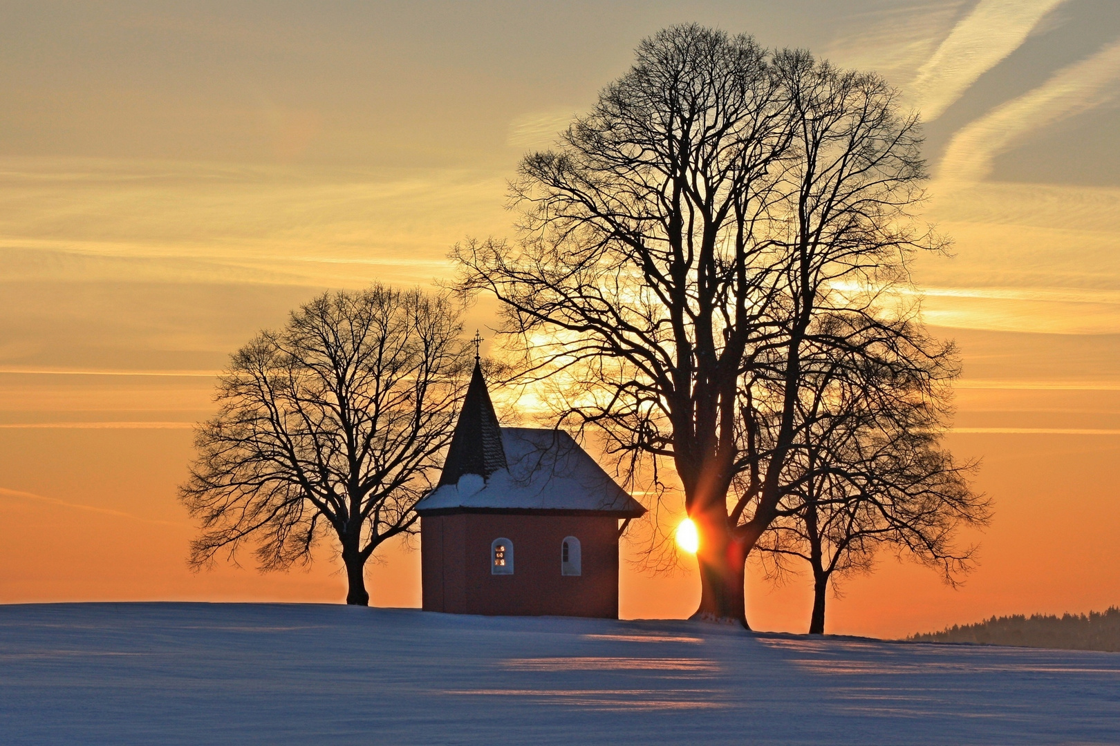 Rote Kapelle in der Abendsonne