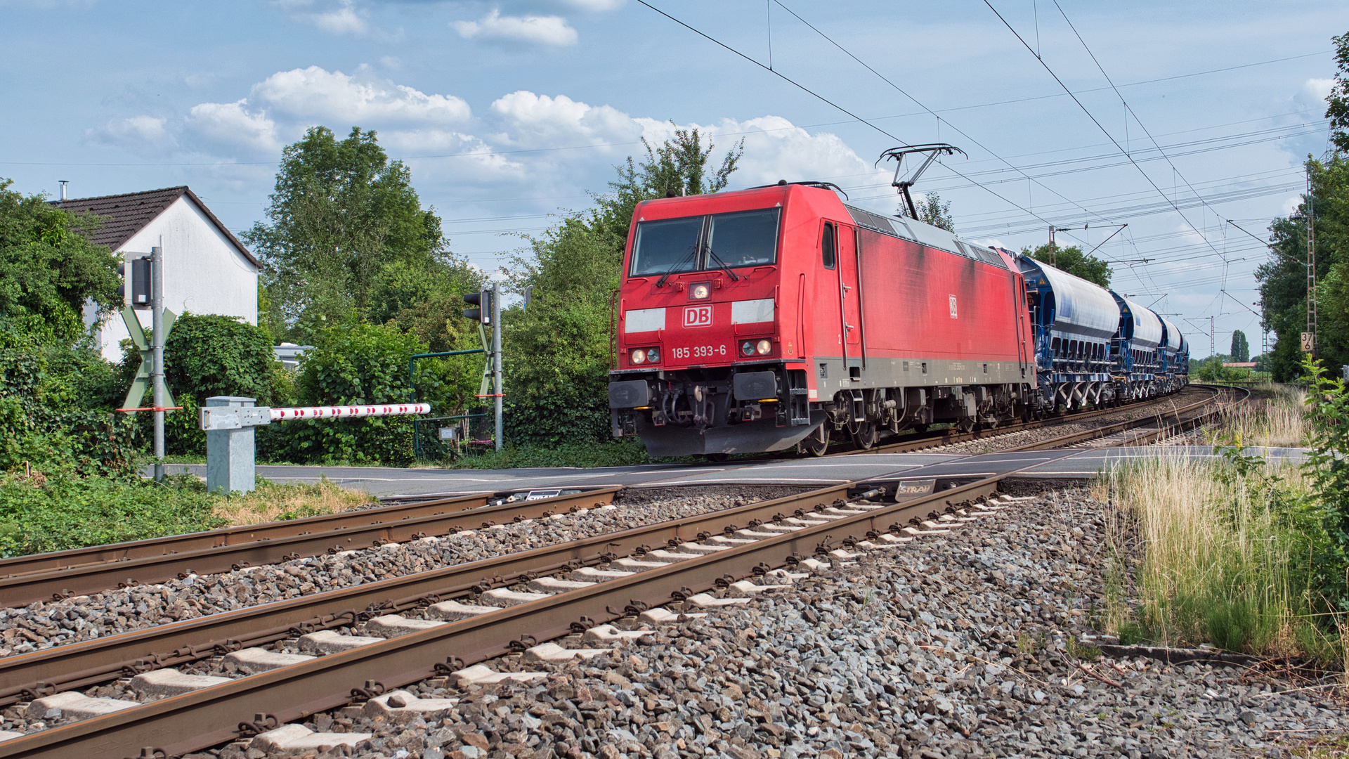 Rote Lok und blaue Wagen