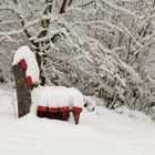 rote Rechtecke im Schnee