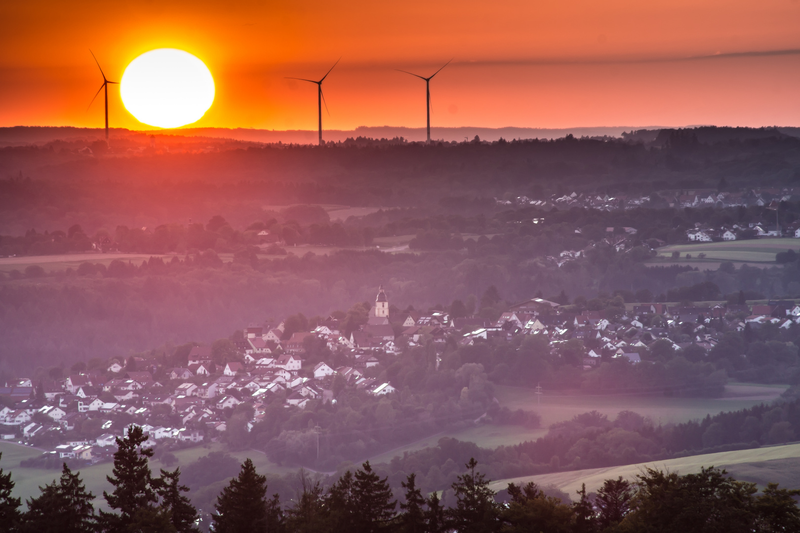 Rote Sonne am Horizont