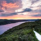 Rote Wolken über dem Limski-Kanal