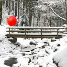 Roter Ballon im Schnee