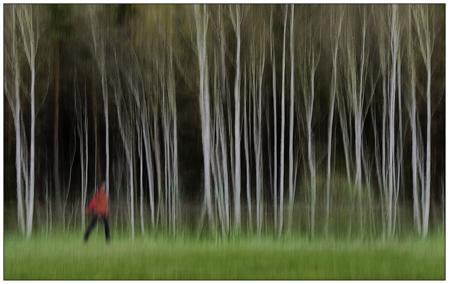 Roter Mann am grünen Wald