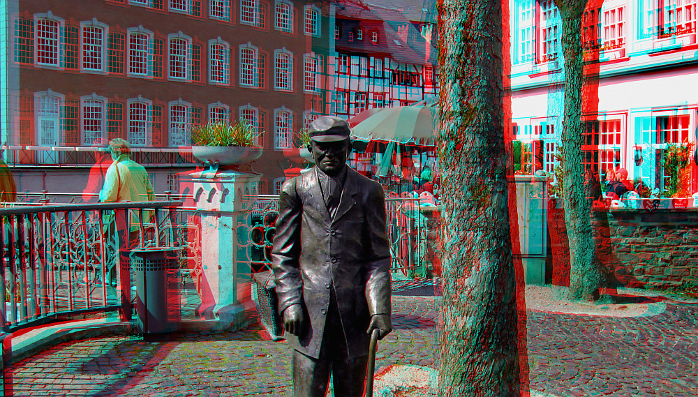 Rotes Haus in Monschau 3D-Anaglyphe