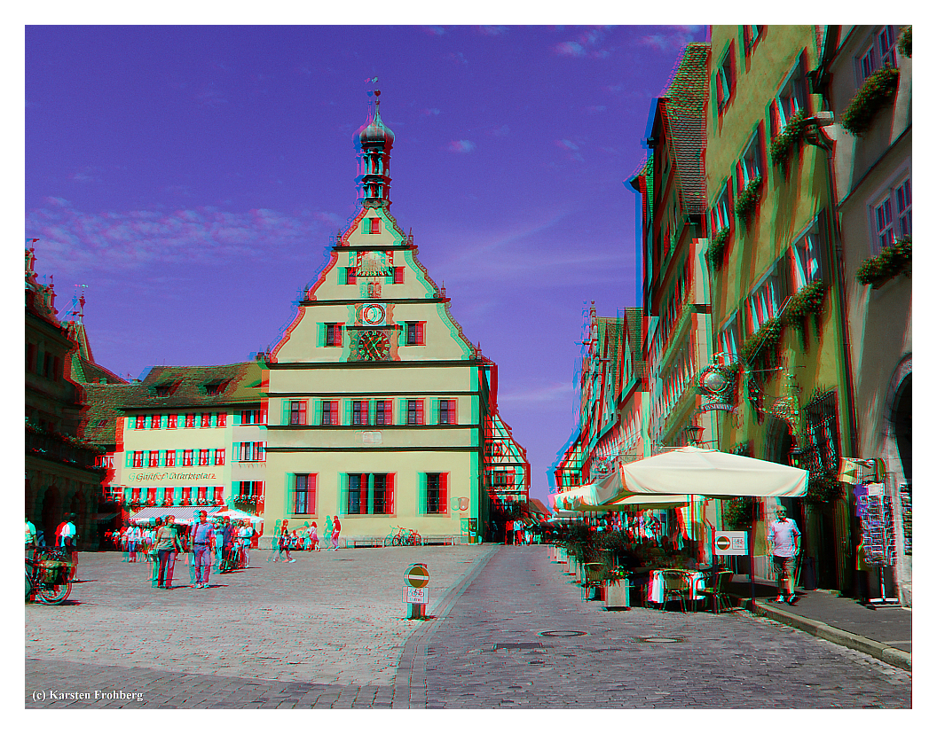 Rothenburg o.d. Tauber-Marktplatz in 3D (Rot/Cyan)