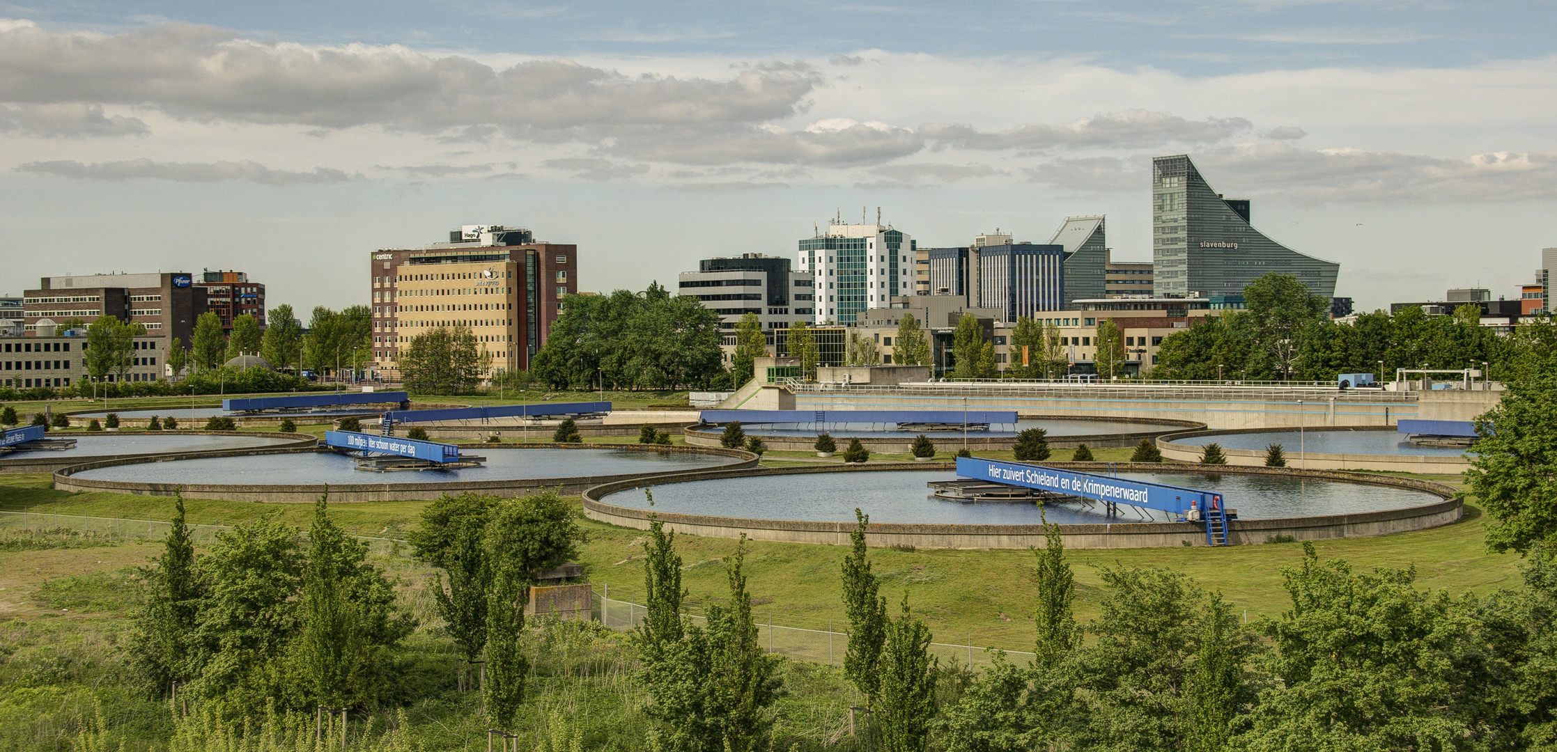 Rotterdam - View on Capelle ad Ijssel and Sewage Works seen from van Brienenoordbrug