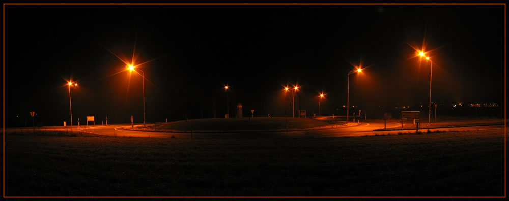 Roundabout at night
