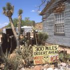 Route 66:  "300 Miles Desert Ahead" sign in Hackberry - Arizona