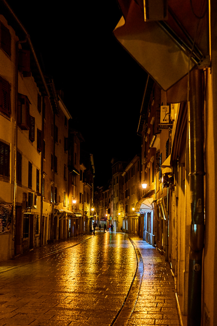 Rovinj bei Nacht im Regen