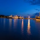 Rovinj harbor by night