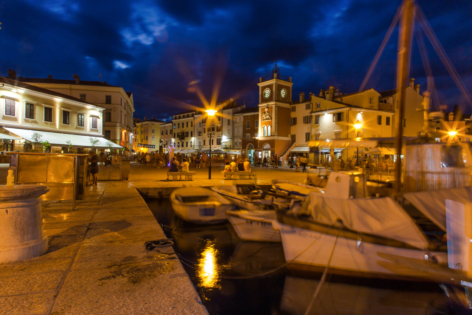 Rovinj harbor by Night