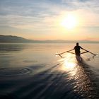 rowing at sundown