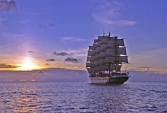 Royal Clipper sailing into the night