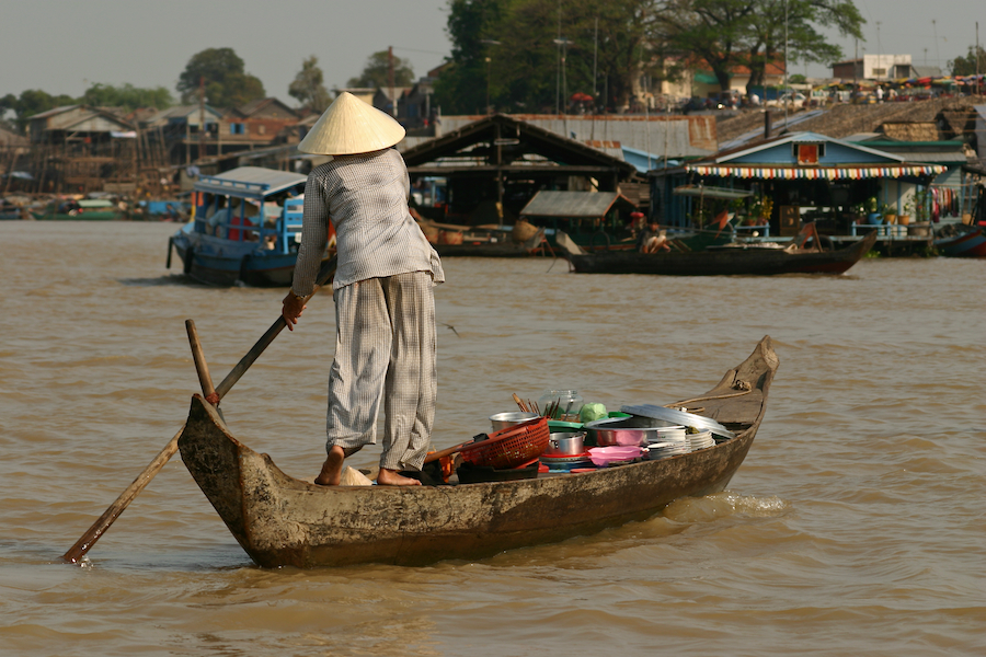 Ruderer auf dem Mekong