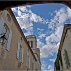 Rue principale de Terraube et clocher de l’Eglise Notre-Dame de  la Nativité