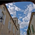 Rue principale de Terraube et clocher de l’Eglise Notre-Dame de  la Nativité