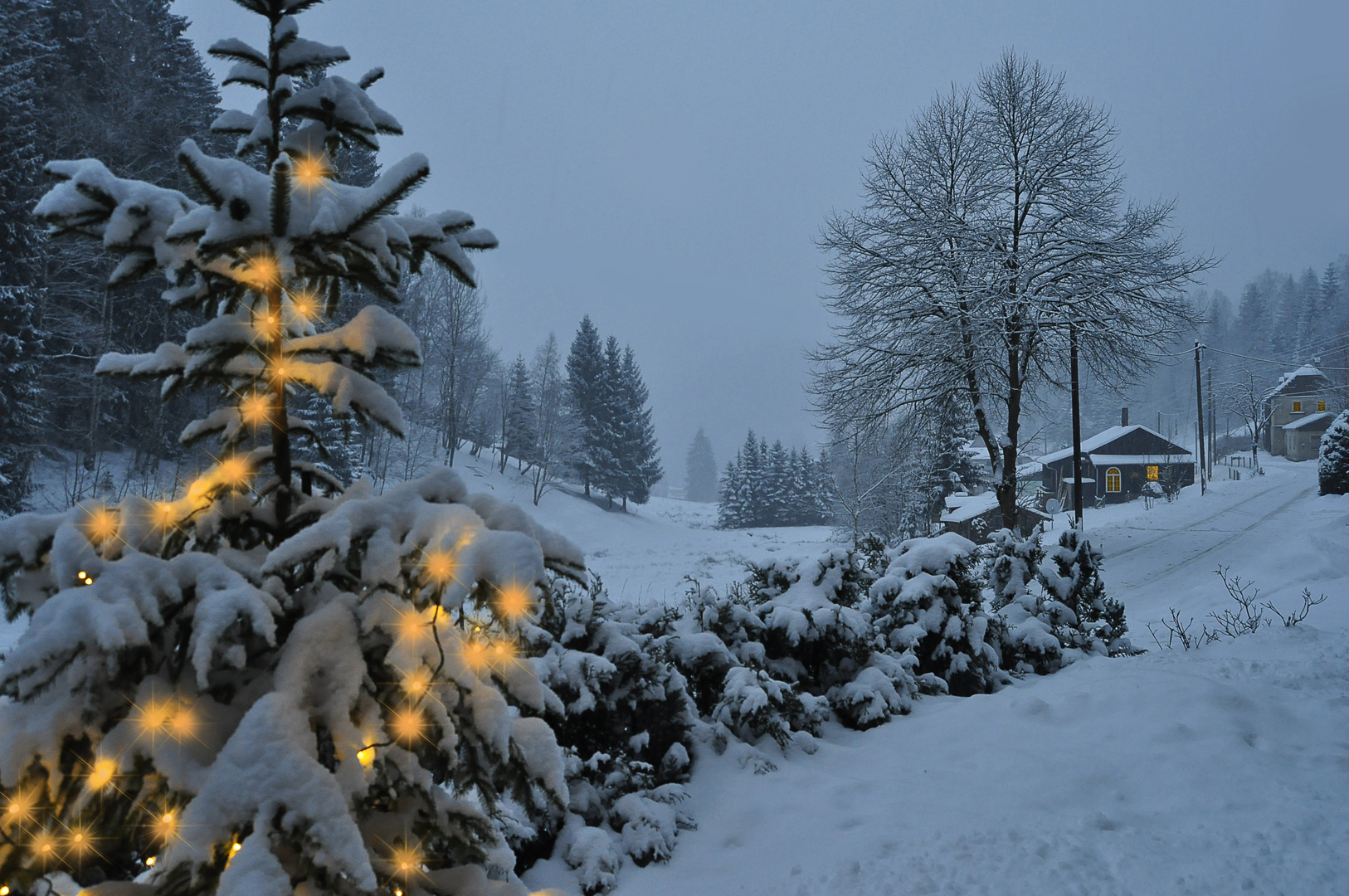 Rückblick auf Weihnachten 2014 - Blick aus unserem Haus