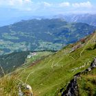 Rückblick vom Weg zur Wormser Hütte auf die Sennegratbahn