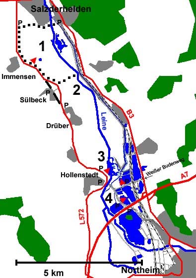 Rückhaltebecken mit Northeimer Kiesseen.