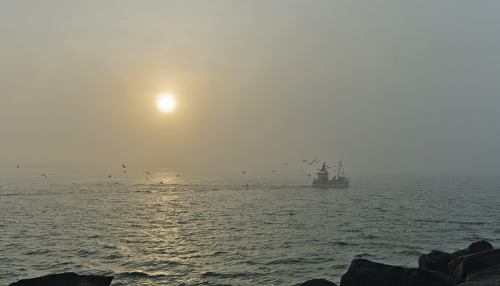 Rückkehr vom Fischfang am Morgen