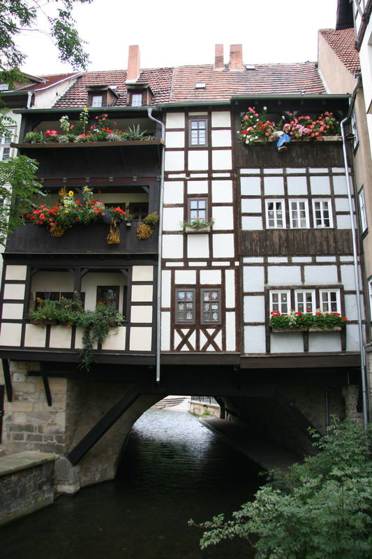 Rückseite der Krämerbrücke in Erfurt