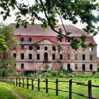 Rückseite der Ruine des Schlosses Brühl in Brody (Pförten)