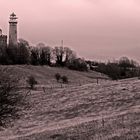 Rügen, Kap Arkona im Winter, Schinkelturm, Neuer Leuchtturm und Peilturm