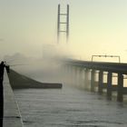 Rügenbrücke Stralsund im wallenden Dunst