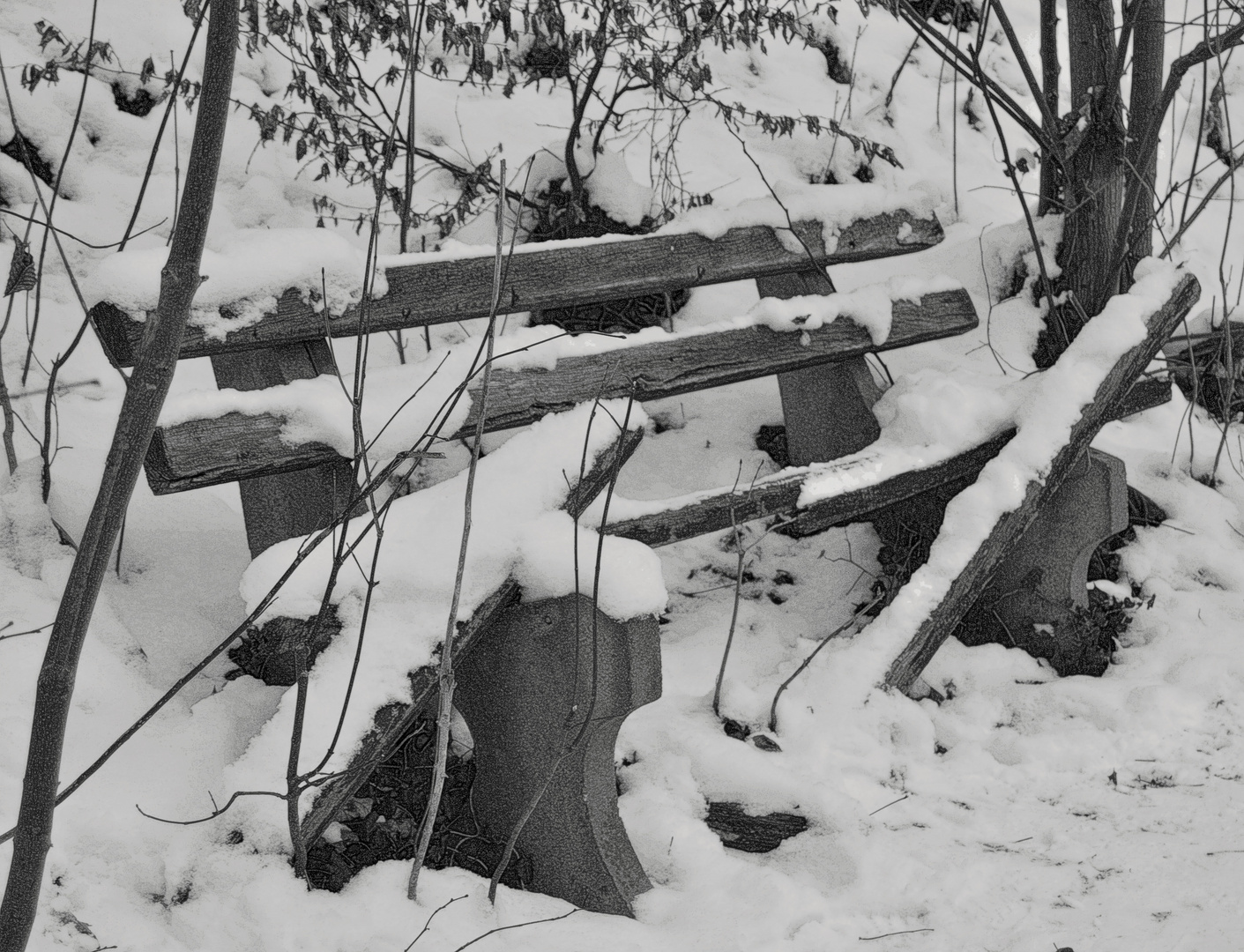 Ruhebankreste im Winter