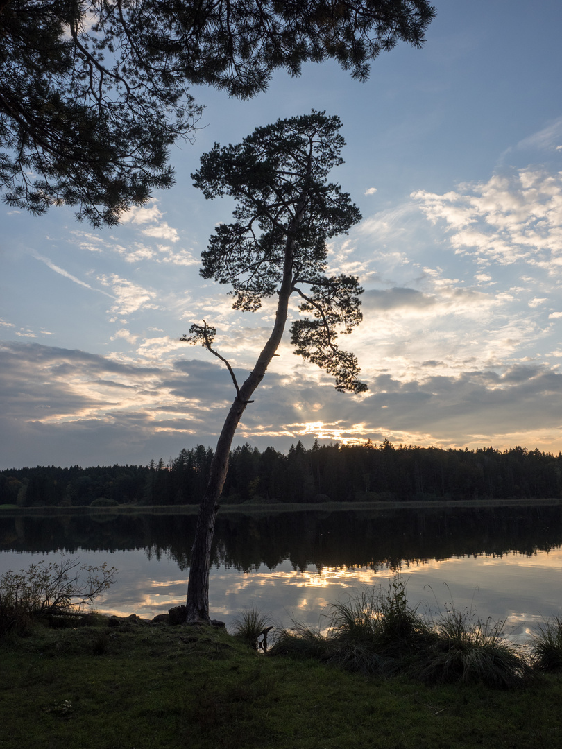 ruhig liegt der See im Abendrot