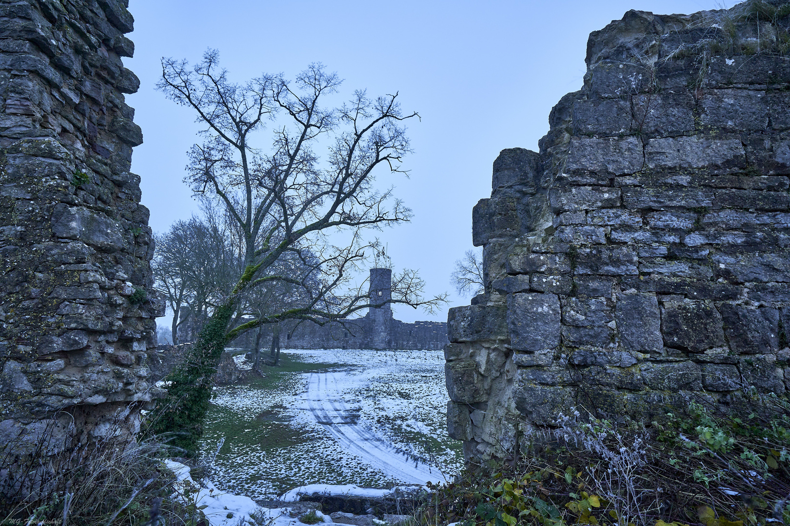 Ruine Homburg zur blauen Stunde