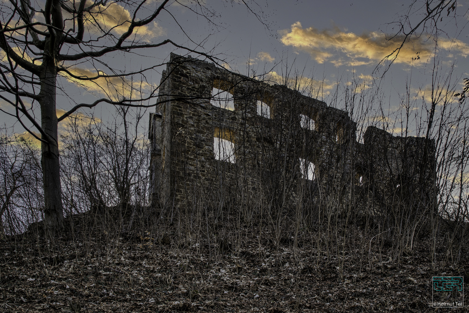 Ruine Scharfenberg zur blauen Stunde.