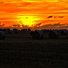 Rundballen , Dithmarschen Sonnenuntergang