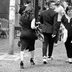 Rushing to the wedding party - suitably dressed. Naples, Spring 2015