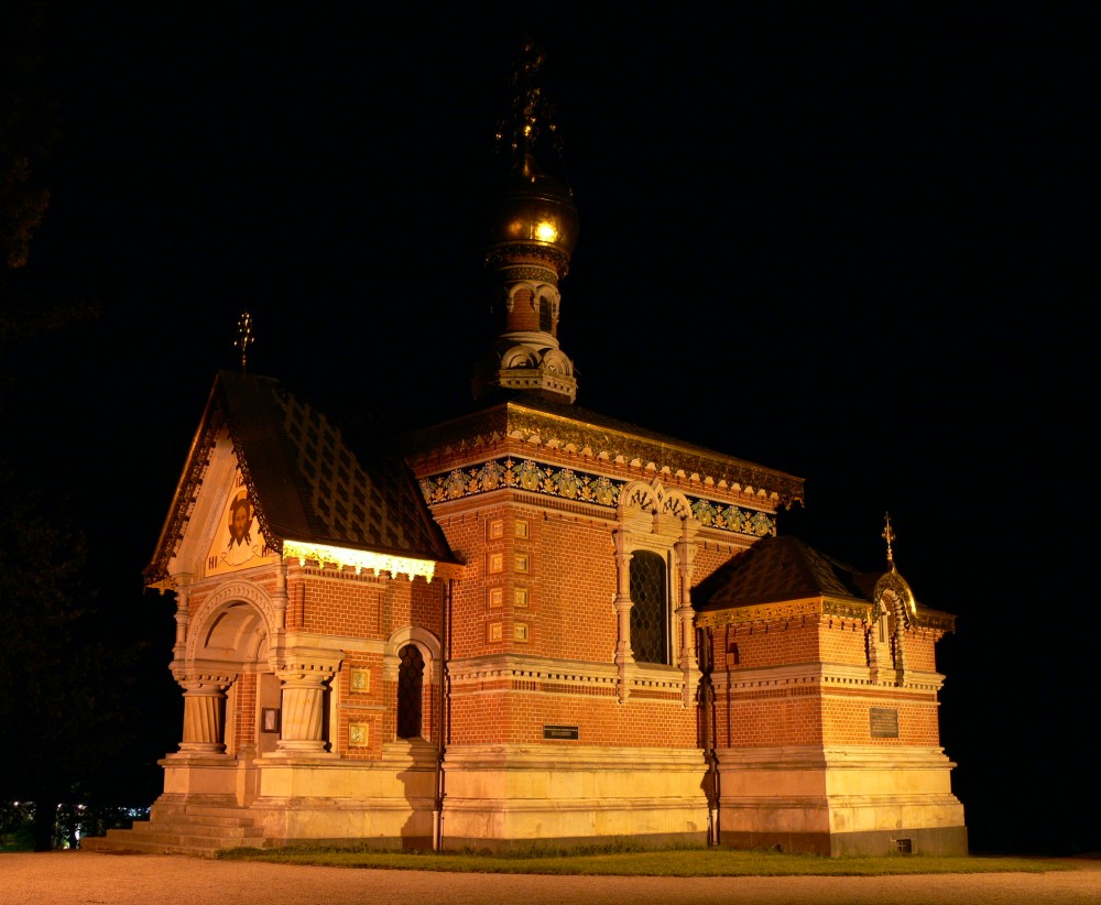 Russische Kirche in Bad Homburg v.d.H. bei Nacht