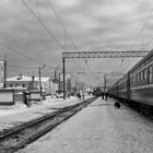 Russischer Bahnhof am Morgen