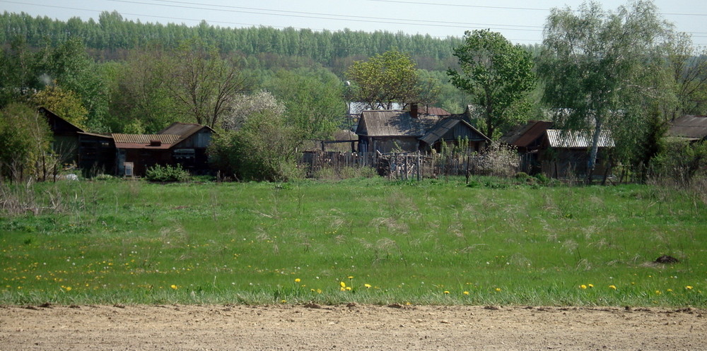 Russisches Dorf am Strassenrand