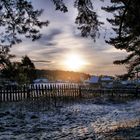 Russisches Dorf "Smolny" im Winter.