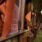 rusty train in the evening sun