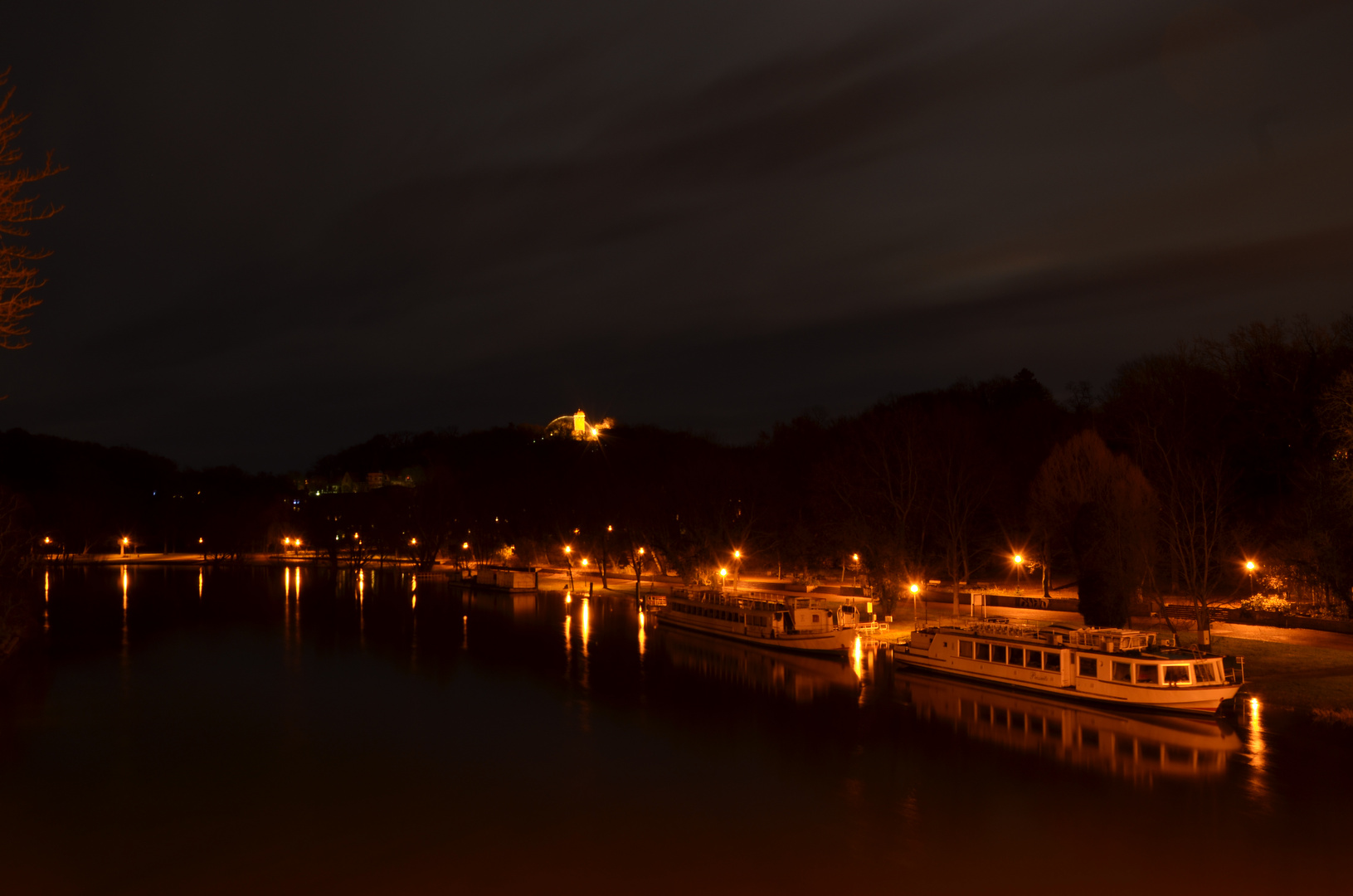 Saale mit Bergzoo im Hintergrund