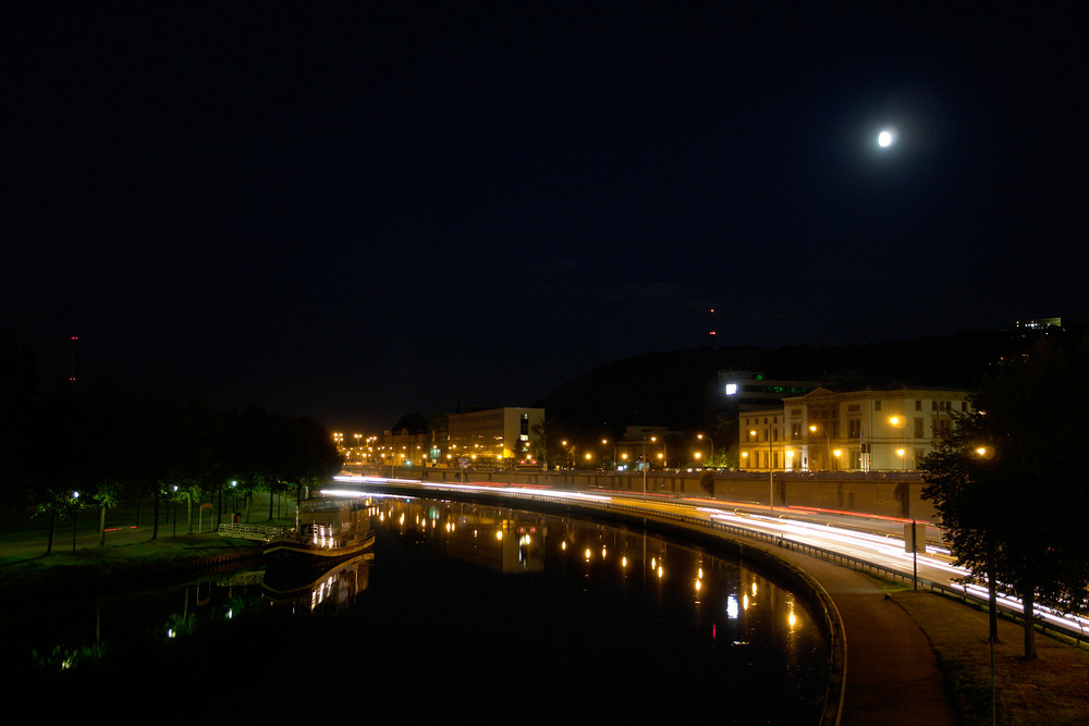 Saarbrücken an der Saar bei Nacht