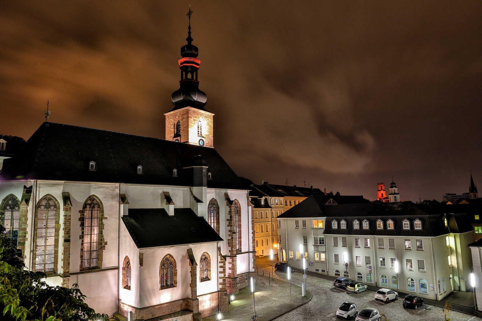 Saarbrücker Schlosskirche bei Nacht