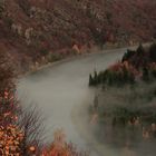 Saarschleife mit aufsteigendem Nebel