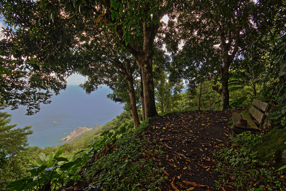 Saba Blick vom Sandy Cruz Trail auf Diamond Rock