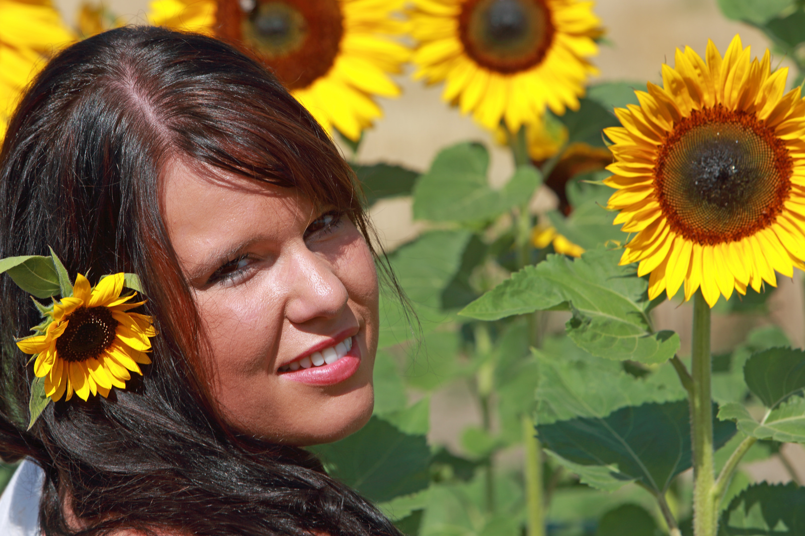 Sabine with Sunflowers