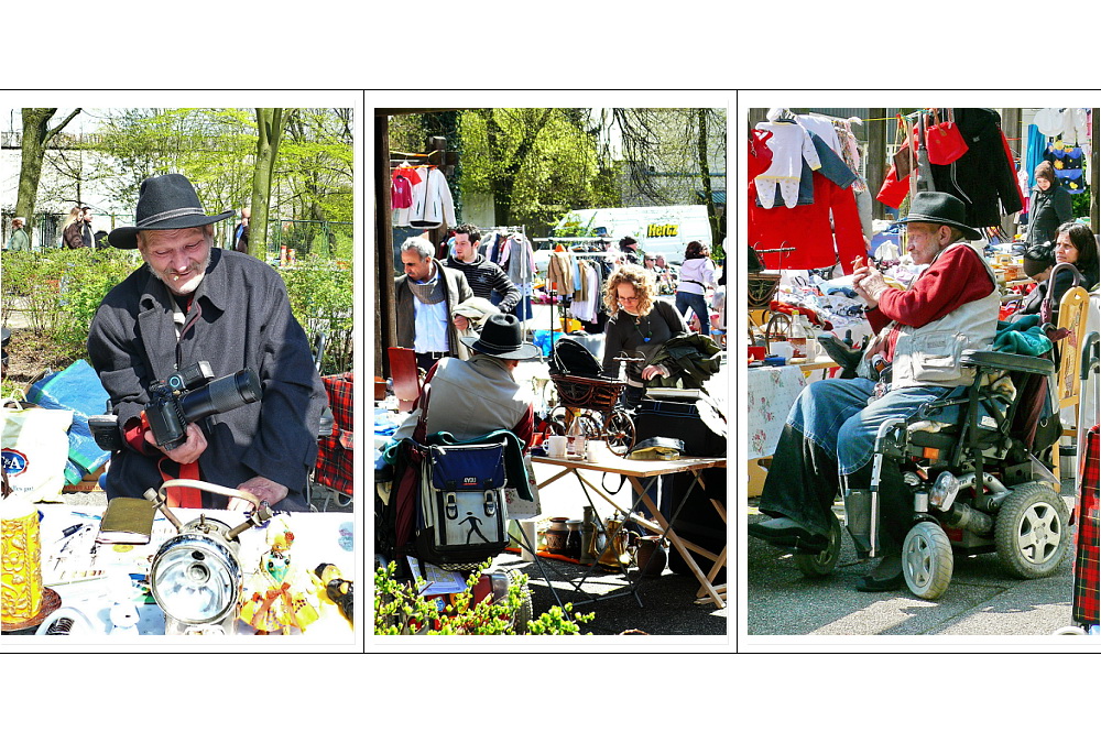 ..sachkundige Beratung bei schönem Wetter, Trödelmarkt Ostersbaum 02 (20.04.08, Wuppertal Elberfeld)