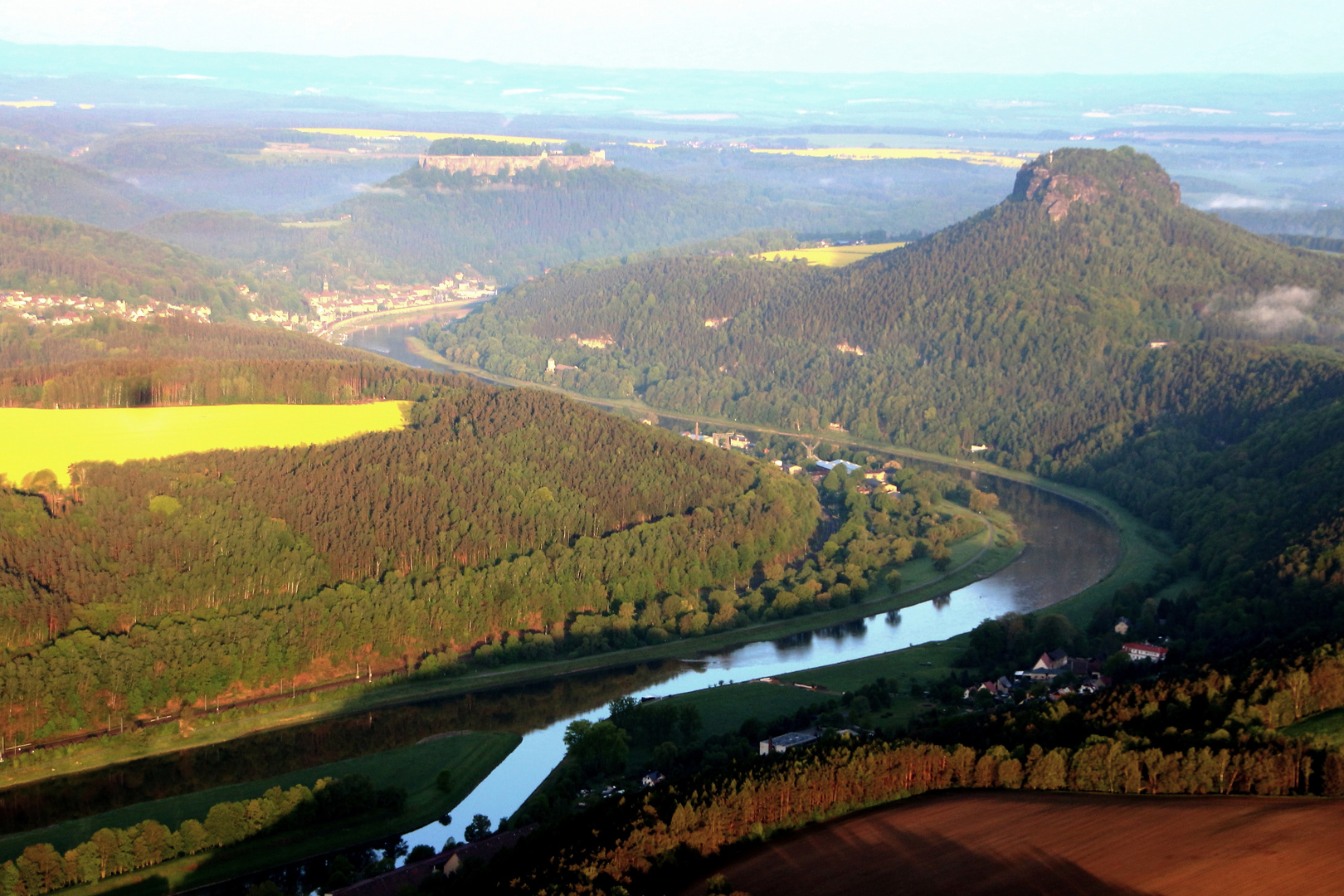 Sachsen aus dem Heißluftballon betrachtet