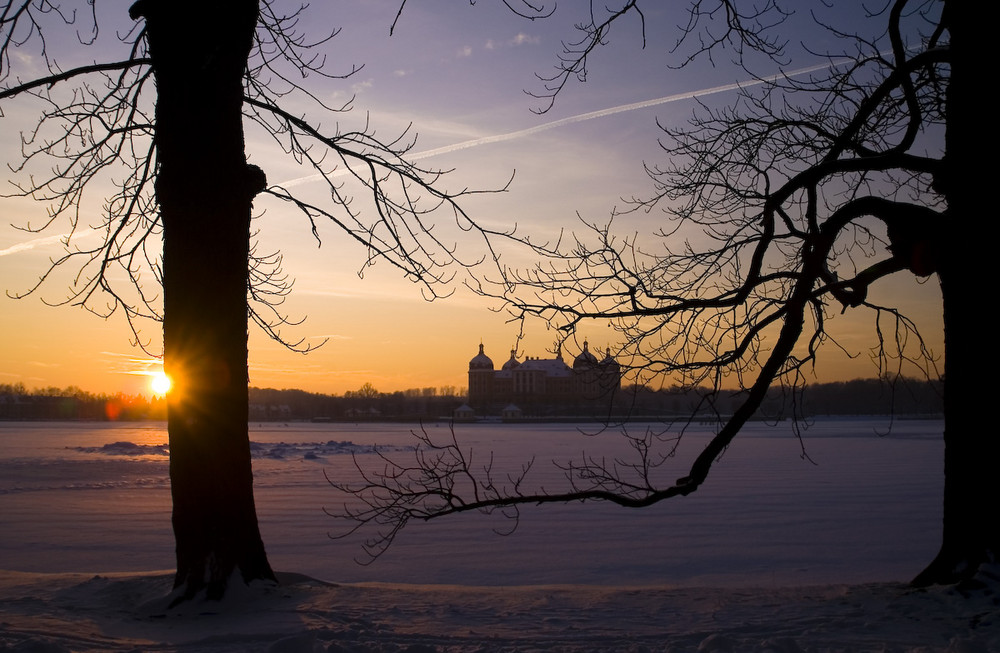 Sachsen - Schloß Moritzburg zum Sonnenuntergang 1