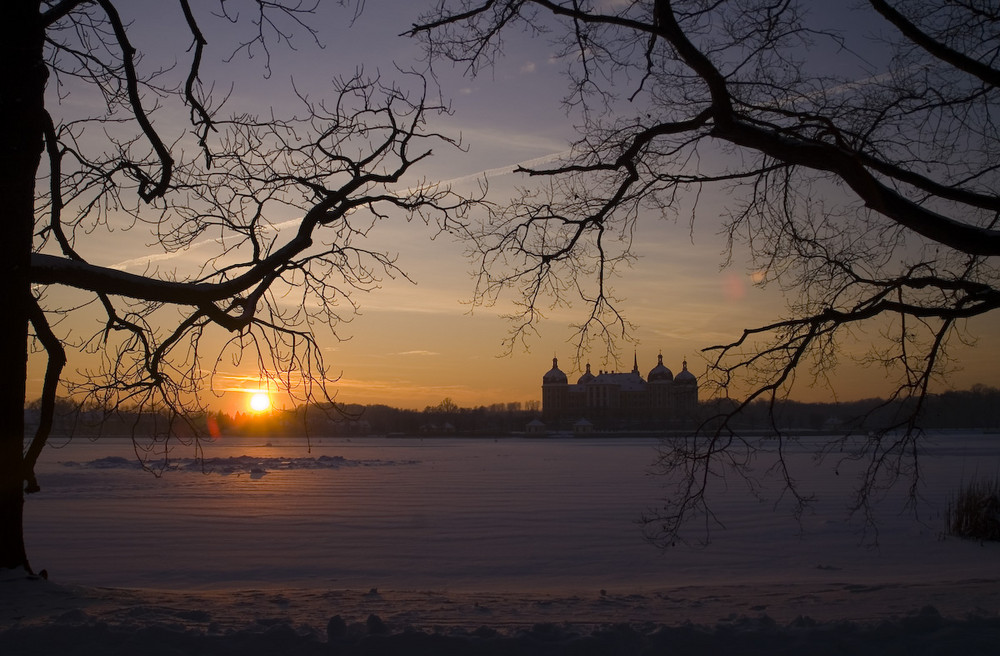 Sachsen - Schloß Moritzburg zum Sonnenuntergang 2