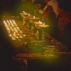 Sacrificial offering butter lamps at the Paro Tsechu
